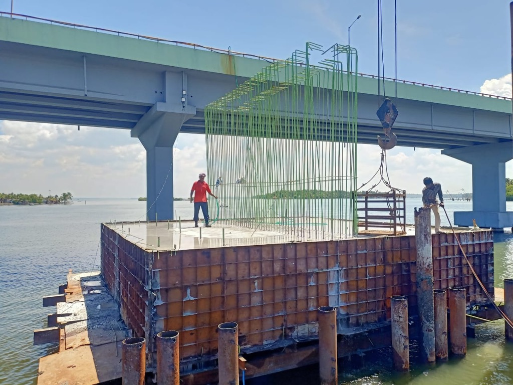 Bridge construction over water